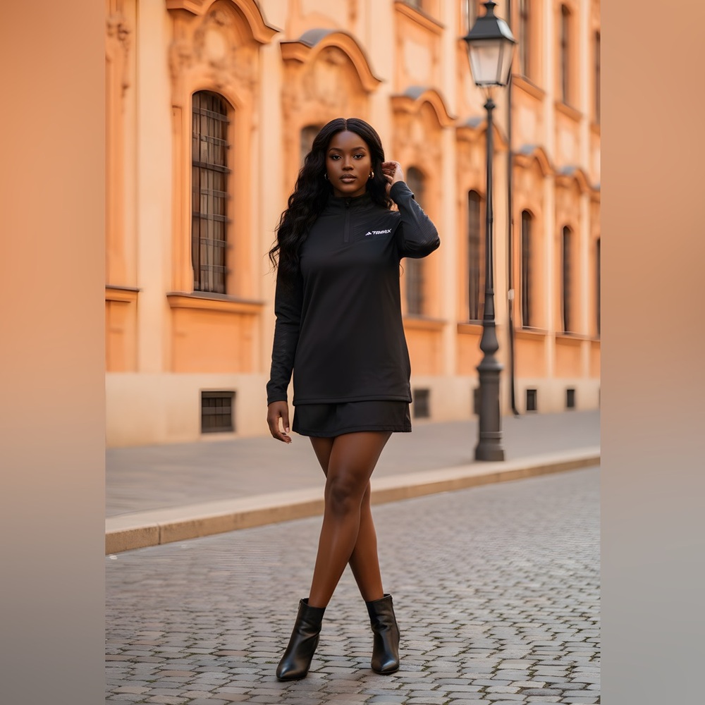 Adidas Womens Terrex Multi Half Zip Long-Sleeve T-Shirt Black 1X